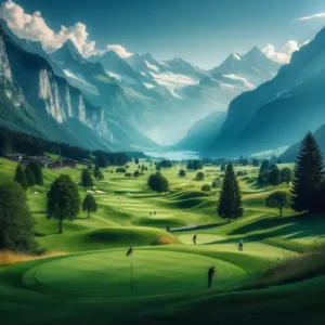KI generiertes Bild eines Golfplatzes im Wallis